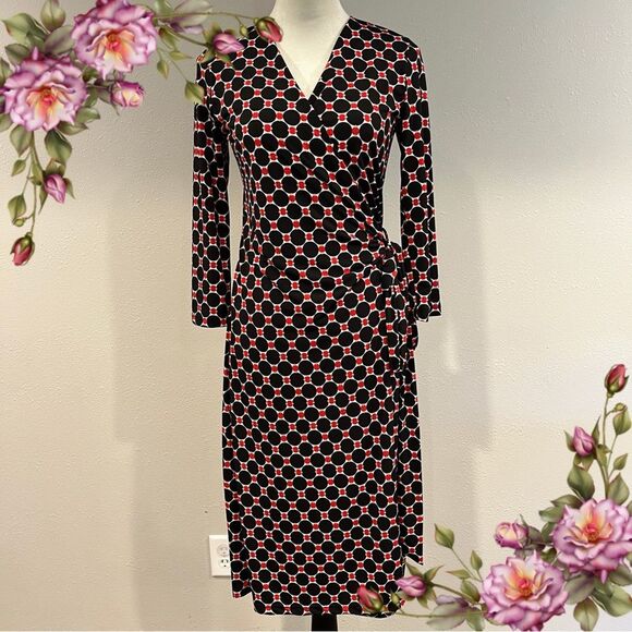 Reneec. Polka Dot long sleeve Wrap Dress size small - Picture 1 of 14